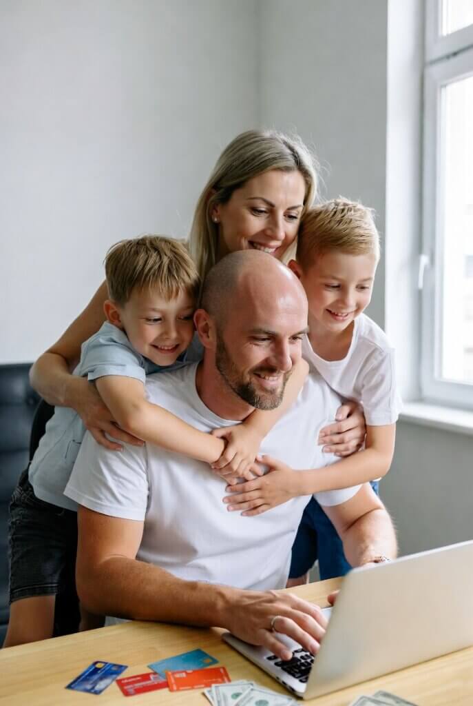 tradeline-affiliate program-piggy-backing-credit-card-method_this-image-shows-a-tradeline-seller-looking-happy-with-his-family