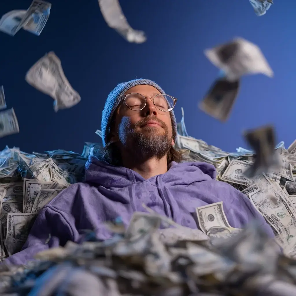 sell-tradelines-tradeline-seller-how-do-i-sell-tradelines-online_this-image-shows-an-white-man-surrounded-by-money